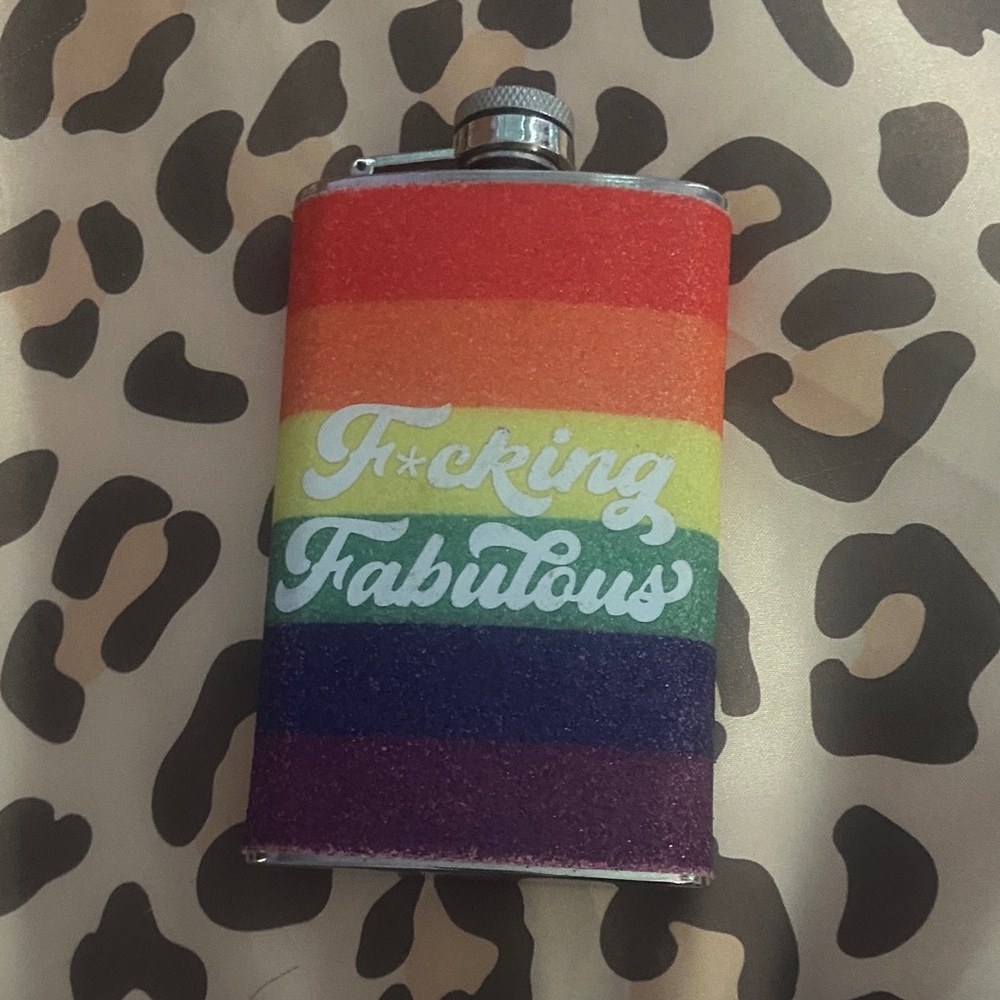lgbt pride rainbow glitter flask